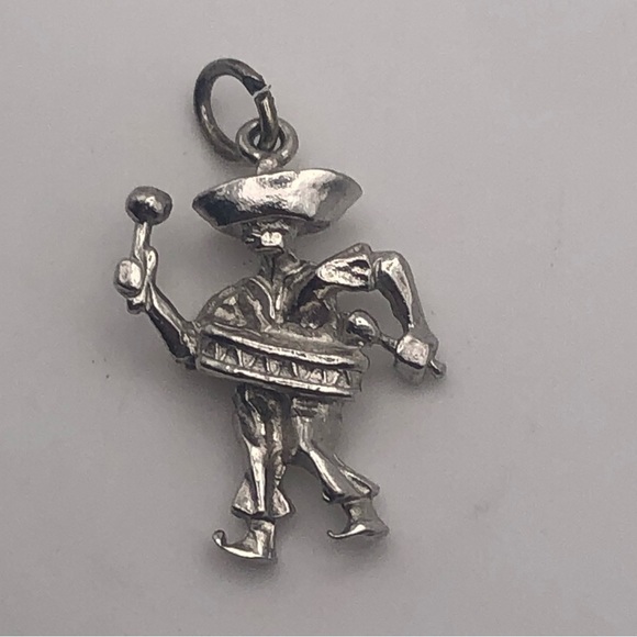 STERLING Silver Mexican Mariachi Drummer Mini Charm Bracelet Charm - Picture 1 of 2